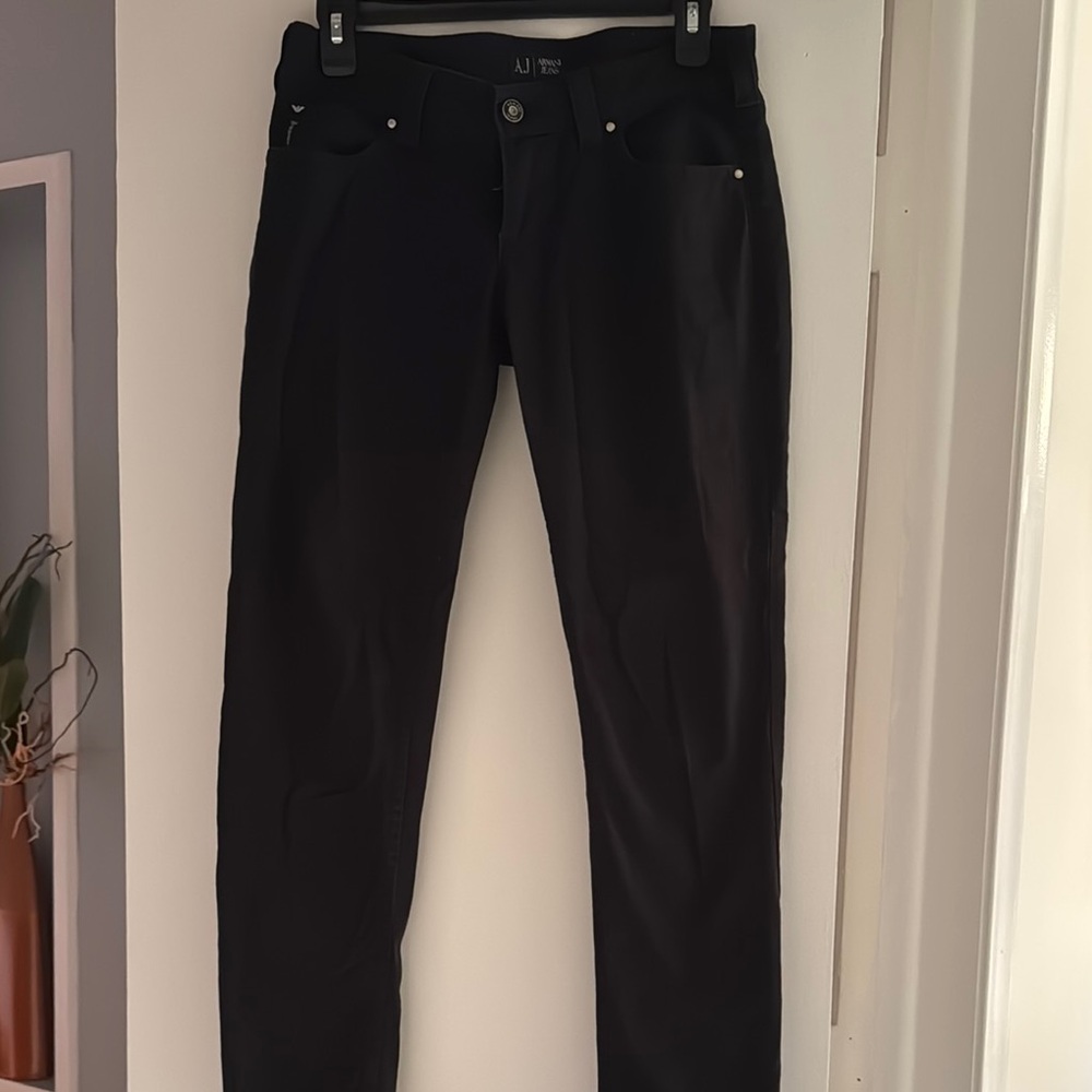 Armani Jeans Black, front zipper, side slit. Size 26